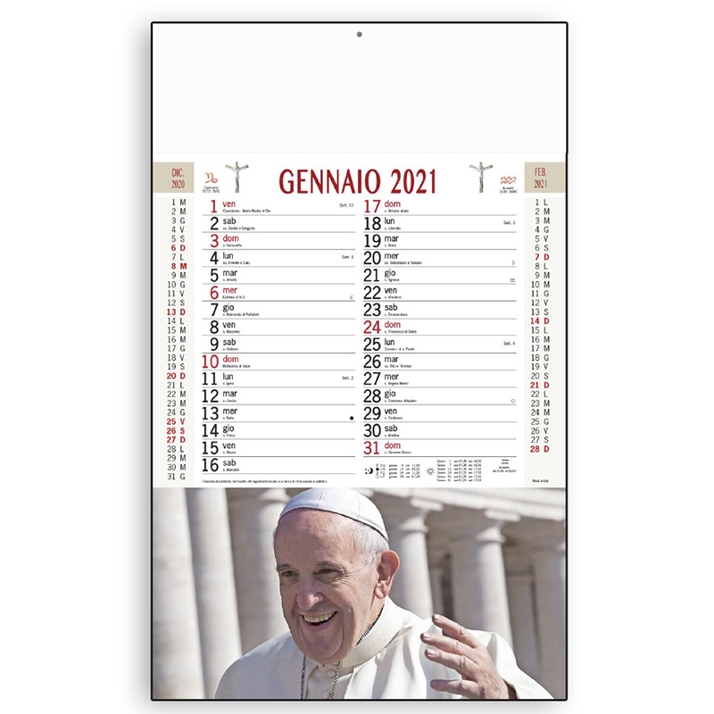 Calendario Papa Francesco 2021
